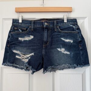 Joe's Jeans 28 Blythe Distressed Blue Cutoff Jean Shorts distressed holes dark